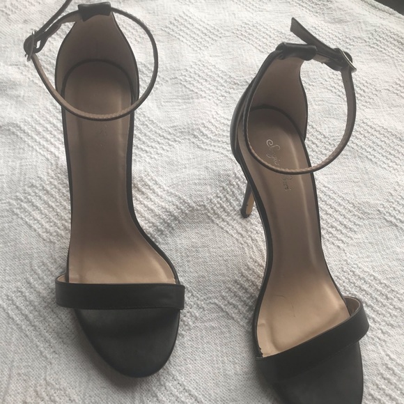 Sergio Bari black opened toe 4” heels size 9 - Picture 2 of 4